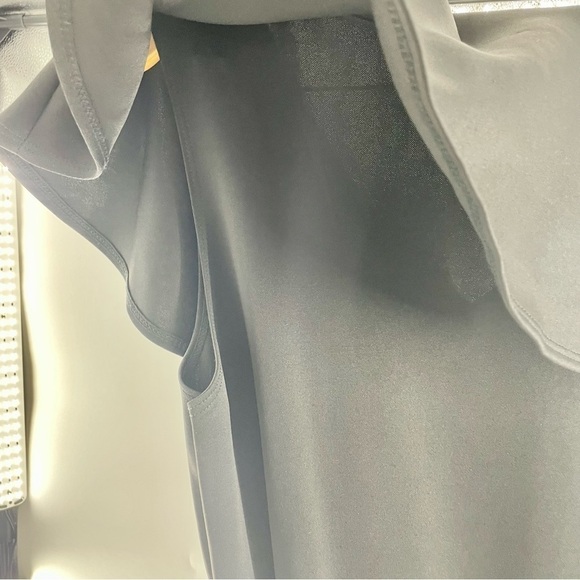 Quum‎ black sleeveless midi Ruffle V- Neck Faux Wrap dress 2X - Picture 4 of 9